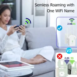 1200Mbps WiFi Repeater Wireless WiFi Signal Repeater Dual-Band 2.4G 5G Network Amplifier WPS Router