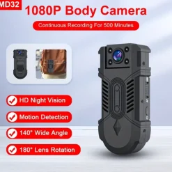 MD32 Mini Body Cameras Wireless WiFi Camera Security Nanny Smart Home Pet Dog Camera Indoor Outdoor Sports Pocket Baby Cam1080P Rotated 180 Degrees