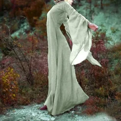 Medieval Cocktail Dress Vintage Dress Ankle Length Party Costume Tunic Dress Viking Outlander Ranger Fancy Dress Women's Celtic Fantasy Halloween Carnival Masquerade Party / Evening LARP Ren Faire