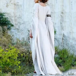 Medieval Cocktail Dress Vintage Dress Ankle Length Party Costume Tunic Dress Viking Outlander Ranger Fancy Dress Women's Celtic Fantasy Halloween Carnival Masquerade Party / Evening LARP Ren Faire