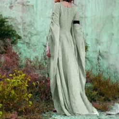 Medieval Cocktail Dress Vintage Dress Ankle Length Party Costume Tunic Dress Viking Outlander Ranger Fancy Dress Women's Celtic Fantasy Halloween Carnival Masquerade Party / Evening LARP Ren Faire