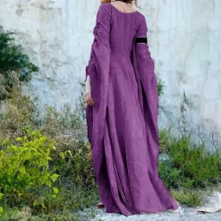 Medieval Cocktail Dress Vintage Dress Ankle Length Party Costume Tunic Dress Viking Outlander Ranger Fancy Dress Women's Celtic Fantasy Halloween Carnival Masquerade Party / Evening LARP Ren Faire