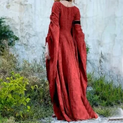 Medieval Cocktail Dress Vintage Dress Ankle Length Party Costume Tunic Dress Viking Outlander Ranger Fancy Dress Women's Celtic Fantasy Halloween Carnival Masquerade Party / Evening LARP Ren Faire