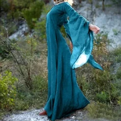 Medieval Cocktail Dress Vintage Dress Ankle Length Party Costume Tunic Dress Viking Outlander Ranger Fancy Dress Women's Celtic Fantasy Halloween Carnival Masquerade Party / Evening LARP Ren Faire