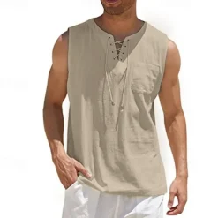 Medieval Renaissance 17th Century Blouse / Shirt Pirate Knight Ritter Viking Drawstring Fancy Dress Men's Pirate Halloween Masquerade Casual Daily LARP Ren Faire Adults' Shirt