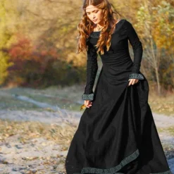 Medieval 18th Century Vintage Dress Maxi Dress Tunic Dress Viking Outlander Ranger Fancy Dress Women's Celtic Viking Halloween Masquerade Party & Evening LARP Ren Faire Adults' Dress All Seasons