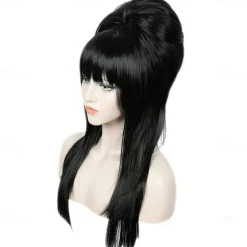 Medieval Wig Cosplay Wig Wavy Middle Part Wig As Shown Synthetic Hair for Women Black Halloween Wigs
