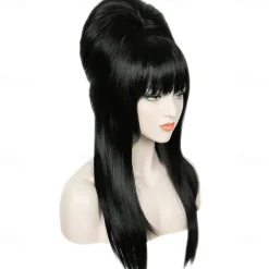Medieval Wig Cosplay Wig Wavy Middle Part Wig As Shown Synthetic Hair for Women Black Halloween Wigs