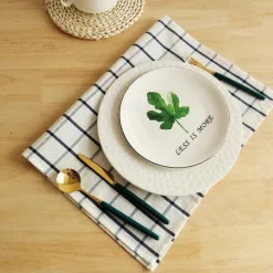 Mediterranean Nordic Style Cotton Color Woven Napkins, Tea Towels, Western Cuisine Background, Food Cloth