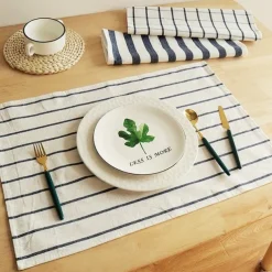 Mediterranean Nordic Style Cotton Color Woven Napkins, Tea Towels, Western Cuisine Background, Food Cloth