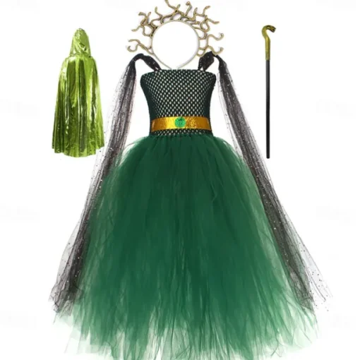 Medusa Halloween Dress Cosplay Costume Tutu Cosplay Kid's Girls' Carnival Masquerade Performance Party Halloween Easy Halloween Costumes Dress Up