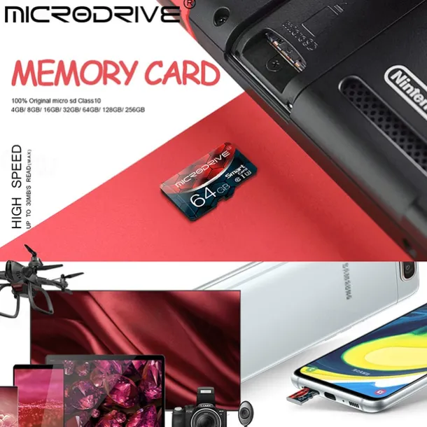 Memory Card Class 10 High Speed 128GB 64GB 32GB 16GB SD U3 TF Memory Card Flash Micro Tf SD Card Storage Expansion SD Adapter for Smart Phone DVR