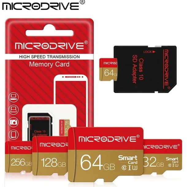 Memory Card 32GB 64GB 128GB 256GB U3 Mini SD Card Class 10 TF Flash Card Micro Tf SD Cards Memory Card For Mobile Phone PC Earphone Speaker HD Camera PSP SD Adapter