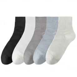 Men 1 Pair Socks Black White Color Plain School Formal Outdoor Plain Thin Summer Daily Casual