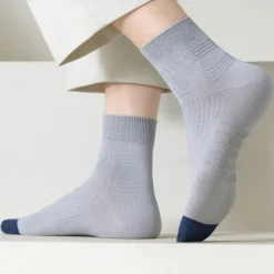 Men 1 Pair Socks Black White Color Plain Textured School Formal Outdoor Thin Summer Daily Casual
