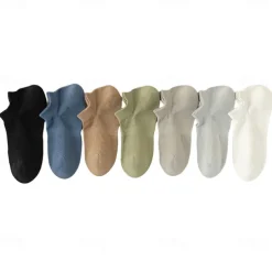 Men 1 Pair Socks No Show & Liner Socks Black White Color Plain School Formal Outdoor Thin Summer Spring Fall Daily Casual