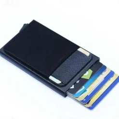 Men Business Aluminum Wallet with Or Without Back Pocket Cash ID Card Holder RFID Blocking Slim Metal Wallet Coin Purse