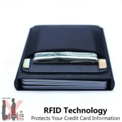 Men Business Aluminum Wallet with Or Without Back Pocket Cash ID Card Holder RFID Blocking Slim Metal Wallet Coin Purse
