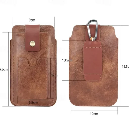 Men Cellphone Loop Holster Case Belt Waist Bag Props PU Leather Purse Phone Wallet Vintage Belt Mobile Phone Protective Sheath