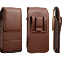 Men Cellphone Loop Holster Case Belt Waist Bag Props PU Leather Purse Phone Wallet Vintage Belt Mobile Phone Protective Sheath