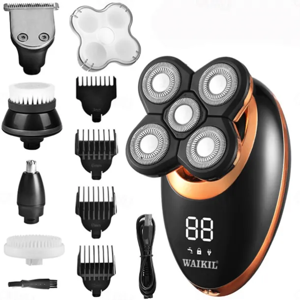 Men Head Shavers Wet and Dry Detachable Electric Shaver Nose Hair Trimmer Face Brush Grooming Set Rechargeable Razor