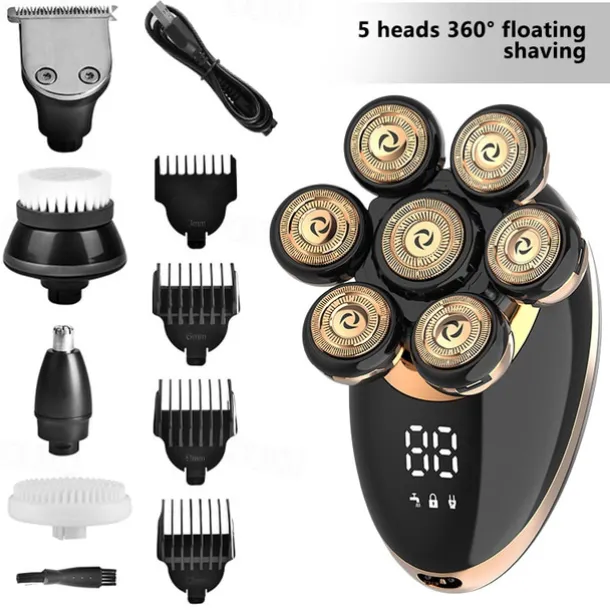Men Head Shavers Wet and Dry Detachable Electric Shaver Nose Hair Trimmer Face Brush Grooming Set Rechargeable Razor
