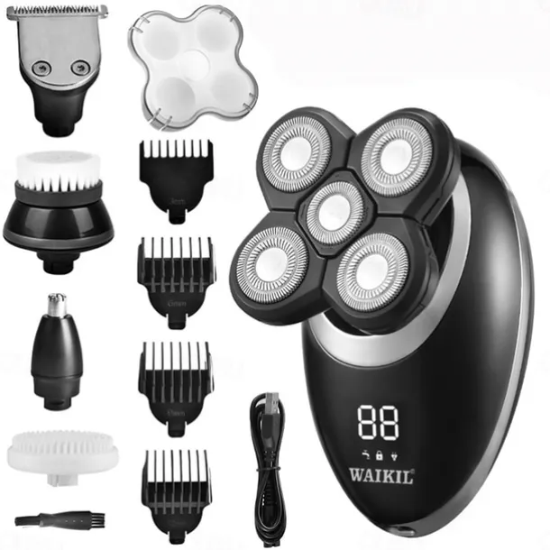 Men Head Shavers Wet and Dry Detachable Electric Shaver Nose Hair Trimmer Face Brush Grooming Set Rechargeable Razor