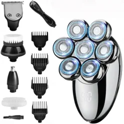 Men Head Shavers Wet and Dry Detachable Electric Shaver Nose Hair Trimmer Face Brush Grooming Set Rechargeable Razor