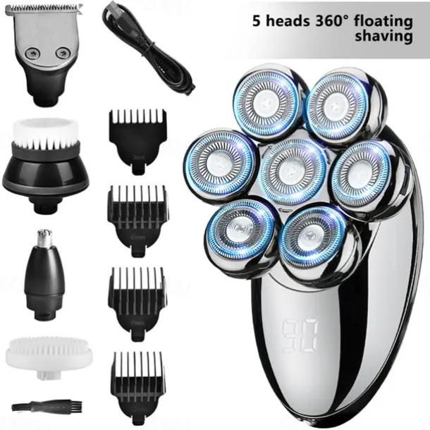 Men Head Shavers Wet and Dry Detachable Electric Shaver Nose Hair Trimmer Face Brush Grooming Set Rechargeable Razor