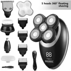 Men Head Shavers Wet and Dry Detachable Electric Shaver Nose Hair Trimmer Face Brush Grooming Set Rechargeable Razor