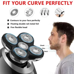 Men Head Shavers Wet and Dry Detachable Electric Shaver Nose Hair Trimmer Face Brush Grooming Set Rechargeable Razor