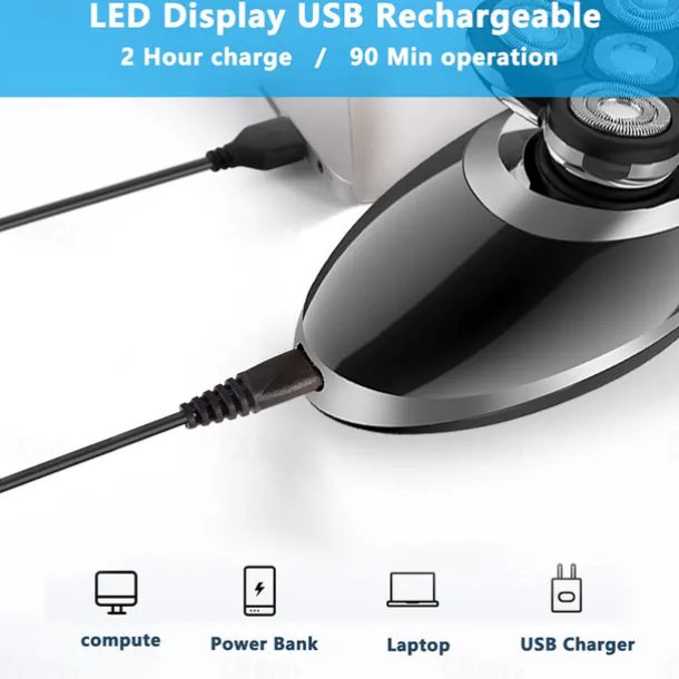 Men Head Shavers Wet and Dry Detachable Electric Shaver Nose Hair Trimmer Face Brush Grooming Set Rechargeable Razor