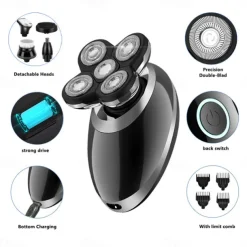 Men Head Shavers Wet and Dry Detachable Electric Shaver Nose Hair Trimmer Face Brush Grooming Set Rechargeable Razor