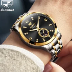 Men Mechanical Watch Creative Fashion Business Wristwatch Automatic Self-winding Moon phase Luminous Waterproof Steel Watch