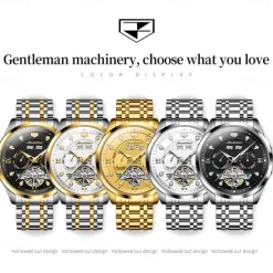 Men Mechanical Watch Fashion Casual Wristwatch Automatic Self-winding Luminous Calendar Date Week Steel Watch