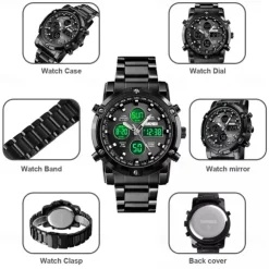 Men Mechanical Watch Luxury Large Dial Waterproof Stainless Steel Watch