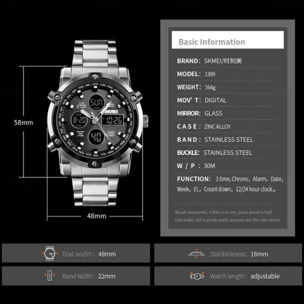 Men Mechanical Watch Luxury Large Dial Waterproof Stainless Steel Watch