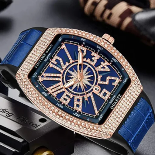 Men Quartz Watch Creative Outdoor Fashion Wristwatch Calendar Waterproof Decoration Leather Watch