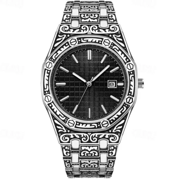 Men Quartz Watch Wrist Watch Calendar Large Dial Waterproof Alloy Watch