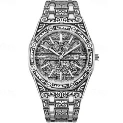 Men Quartz Watch Wrist Watch Calendar Large Dial Waterproof Alloy Watch