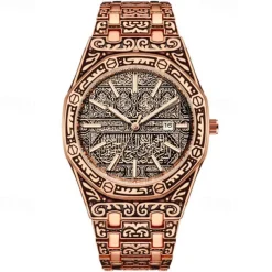 Men Quartz Watch Wrist Watch Calendar Large Dial Waterproof Alloy Watch