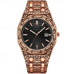 Men Quartz Watch Wrist Watch Calendar Large Dial Waterproof Alloy Watch