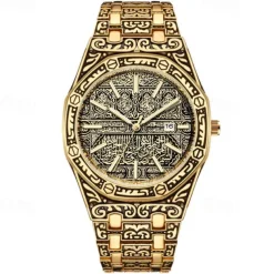 Men Quartz Watch Wrist Watch Calendar Large Dial Waterproof Alloy Watch