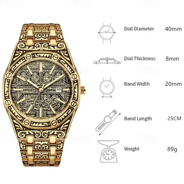 Men Quartz Watch Wrist Watch Calendar Large Dial Waterproof Alloy Watch