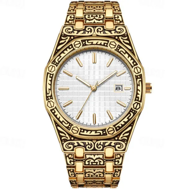 Men Quartz Watch Wrist Watch Calendar Large Dial Waterproof Alloy Watch