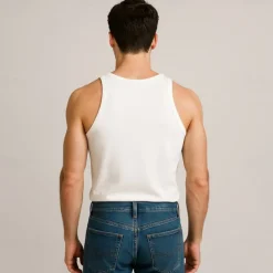 Men Sleeveless Round Summer Solid Color Vacation Daily Casual Plain Outdoor Vacation Home White Light Blue Top Tee for Men