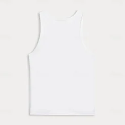 Men Sleeveless Round Summer Solid Color Vacation Daily Casual Plain Outdoor Vacation Home White Light Blue Top Tee for Men