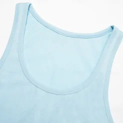 Men Sleeveless Round Summer Solid Color Vacation Daily Casual Plain Outdoor Vacation Home White Light Blue Top Tee for Men