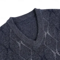 Men Sweater Vest Knit Geometric V Neck Smart Casual Formal Vacation Clothing Apparel Spring Autumn Wine Dark Green S M L