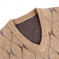 Men Sweater Vest Knit Geometric V Neck Smart Casual Formal Vacation Clothing Apparel Spring Autumn Wine Dark Green S M L